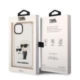 Karl Lagerfeld IML Glitter Karl and Choupette NFT Zadní Kryt pro iPhone 13 Transparent