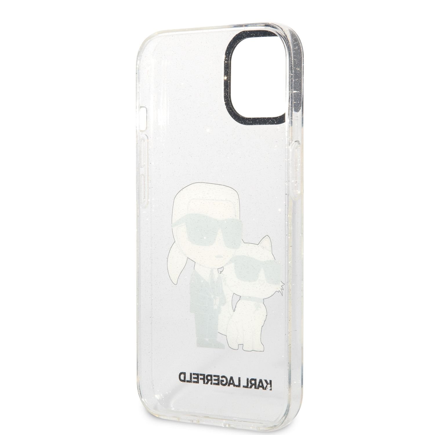 Karl Lagerfeld IML Glitter Karl and Choupette NFT Zadní Kryt pro iPhone 13 Transparent