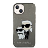 Karl Lagerfeld IML Glitter Karl and Choupette NFT Zadní Kryt pro iPhone 14 Black