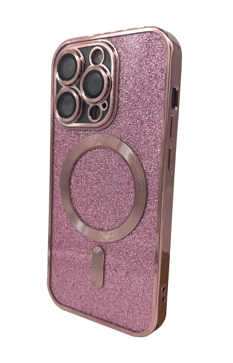 Silikónové TPU puzdro Mag Glitter Chrome pre iPhone 15 Pro, ružová