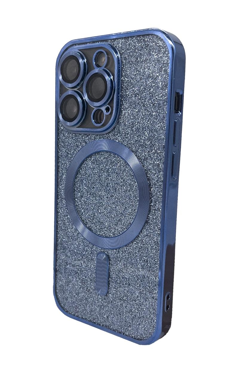 Silikónové TPU puzdro Mag Glitter Chrome pre iPhone 15 Pro, modrá