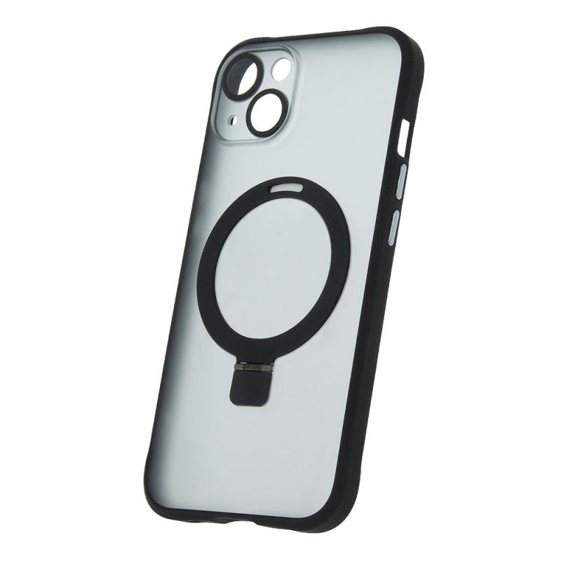 Silikónové TPU puzdro Mag Ring pre Apple iPhone 15, čierna