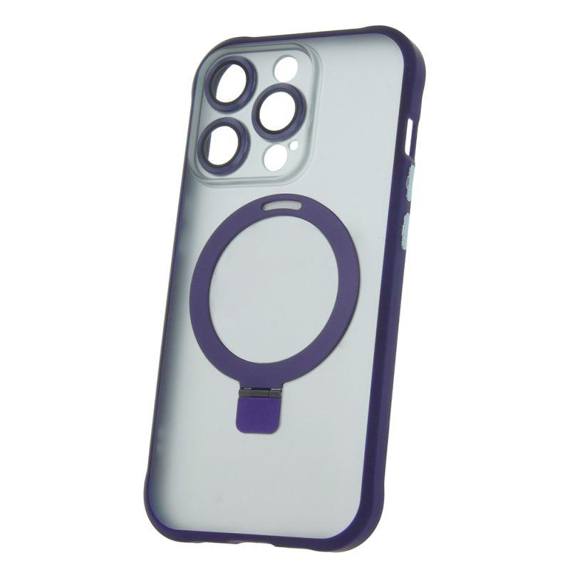 Silikónové TPU puzdro Mag Ring pre Apple iPhone 15 Pro Max, fialová