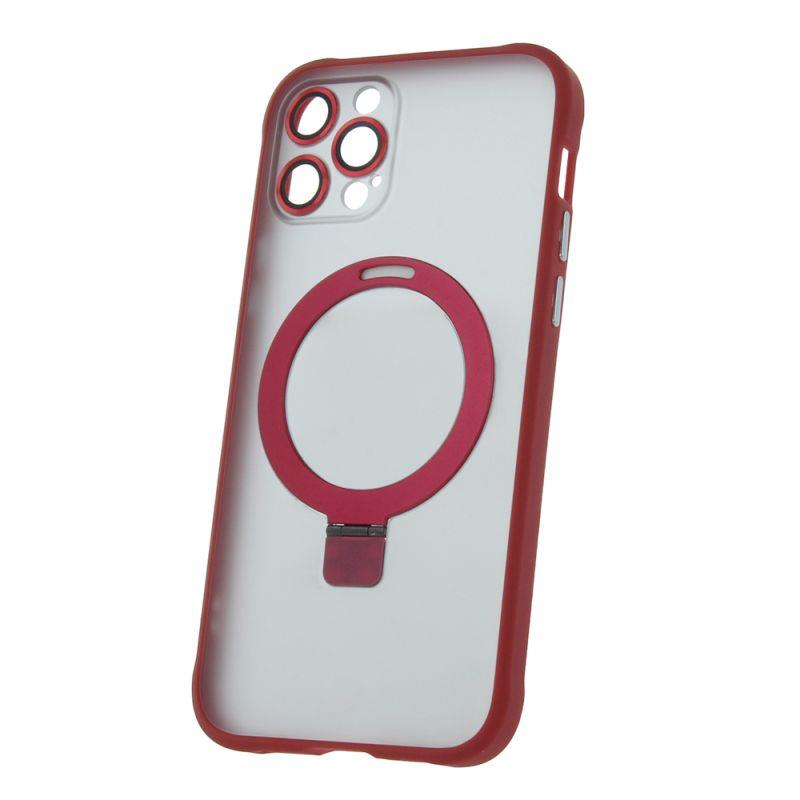 Silikónové TPU puzdro Mag Ring pre Apple iPhone 12 Pro, červená