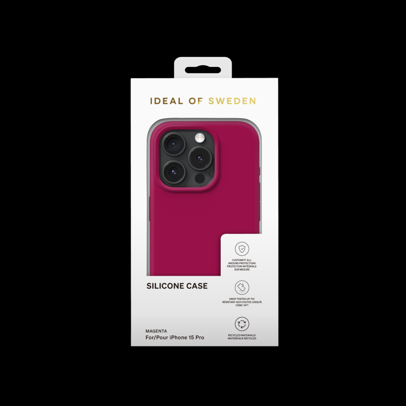 Silikónový ochranný kryt iDeal Of Sweden pre Apple iPhone 15 Pro, magenta