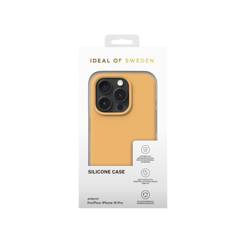 Silikónový ochranný kryt iDeal Of Sweden pre Apple iPhone 15 Pro, apricot