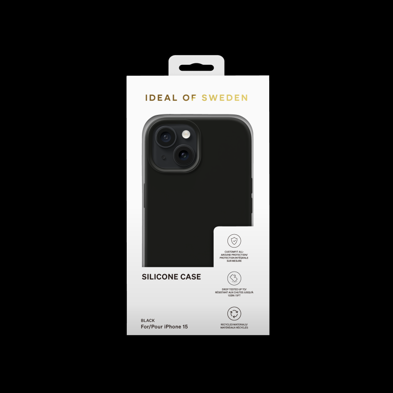 Silikónový ochranný kryt iDeal Of Sweden pre Apple iPhone 15, black