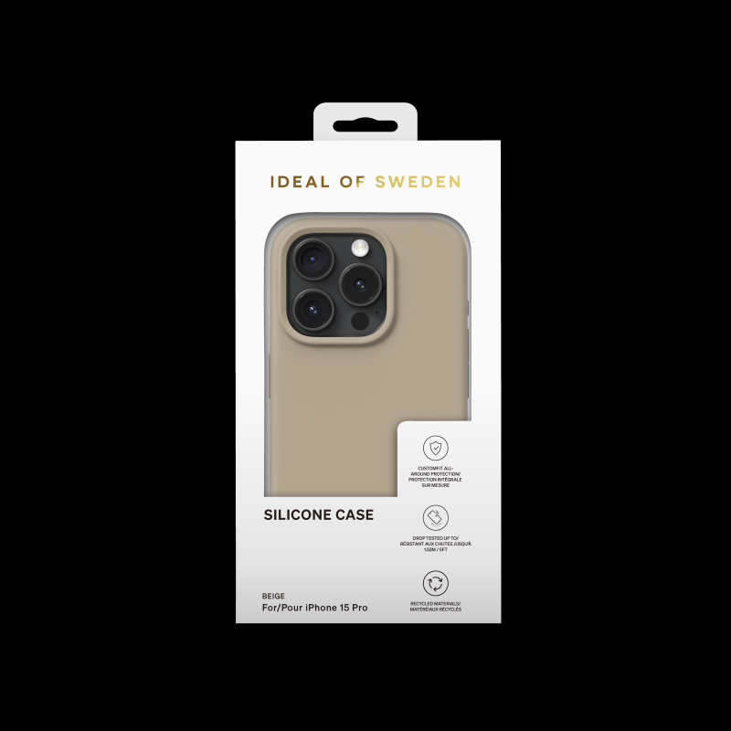 Silikonový ochranný kryt iDeal Of Sweden pro Apple iPhone 15, beige