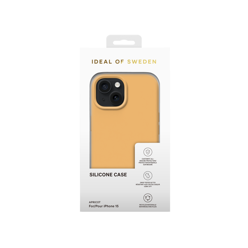 Silikónový ochranný kryt iDeal Of Sweden pre Apple iPhone 15, apricot