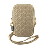 Hello Kitty PU Leather Quilted Pattern Kitty Head Logo Phone Bag Gold