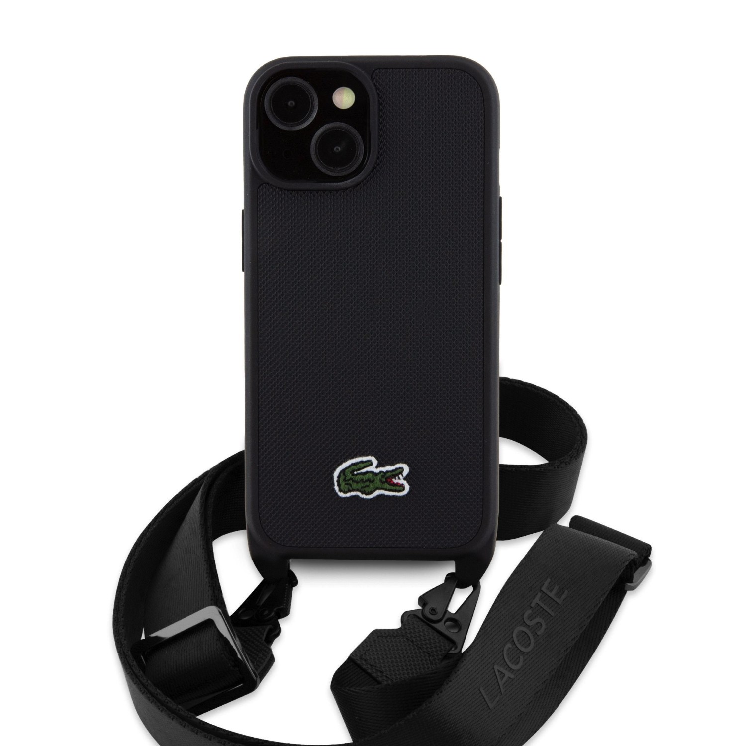 Lacoste Iconic Petit Pique Crossbody Woven Logo Zadní Kryt pro iPhone 15 Black