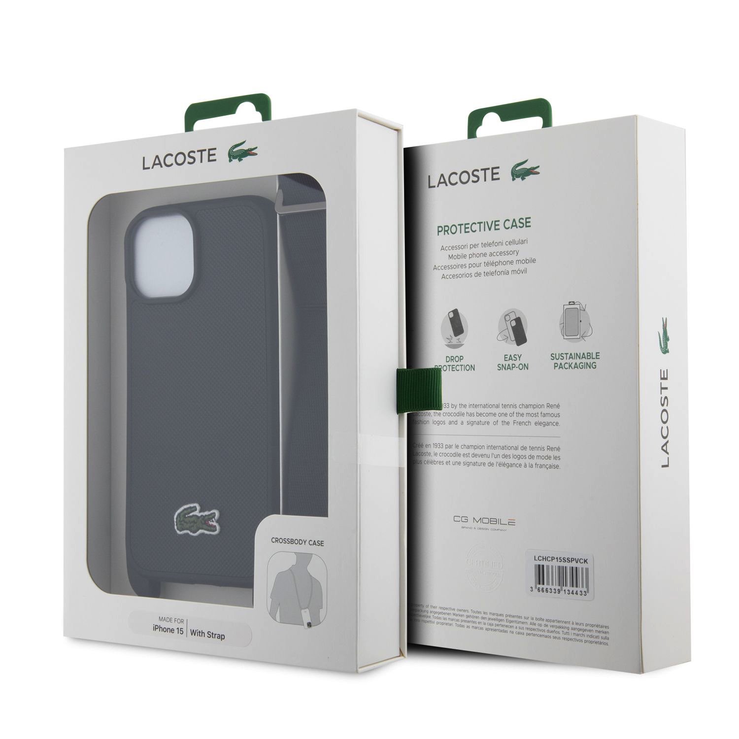 Lacoste Iconic Petit Pique Crossbody Woven Logo Zadní Kryt pro iPhone 15 Black