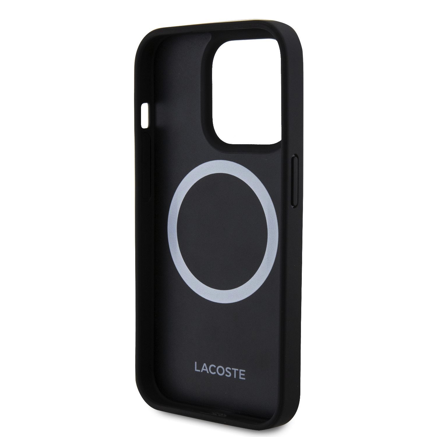 Lacoste Iconic Petit Pique Woven Logo Magsafe Zadní Kryt pro iPhone 15 Pro Max Black