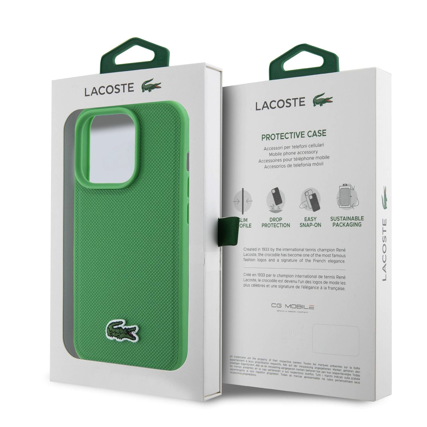 Lacoste Iconic Petit Pique Woven Logo Magsafe Zadní Kryt pro iPhone 15 Pro Max Green