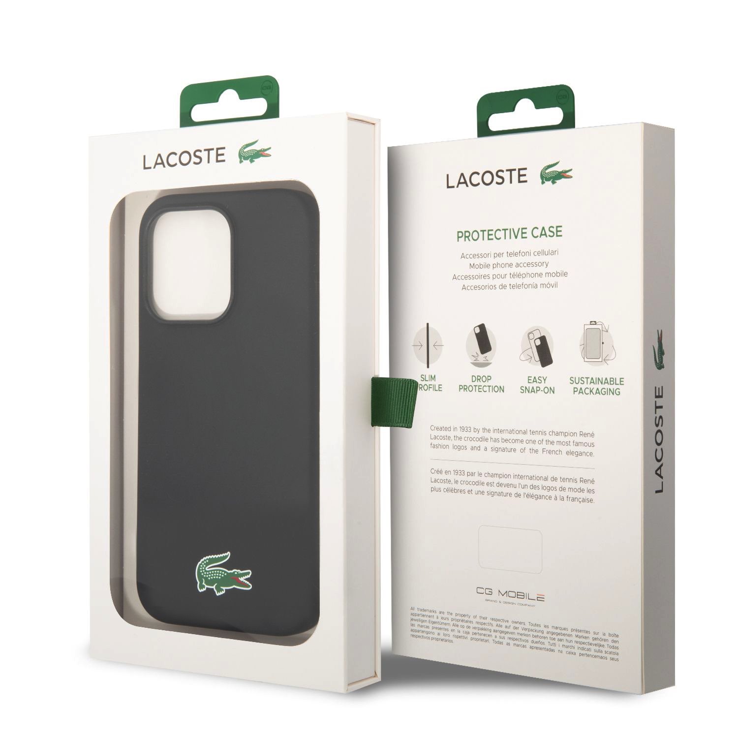 Lacoste Liquid Silicone Microfiber Croc Logo Magsafe Zadní Kryt pro iPhone 15 Pro Max Black