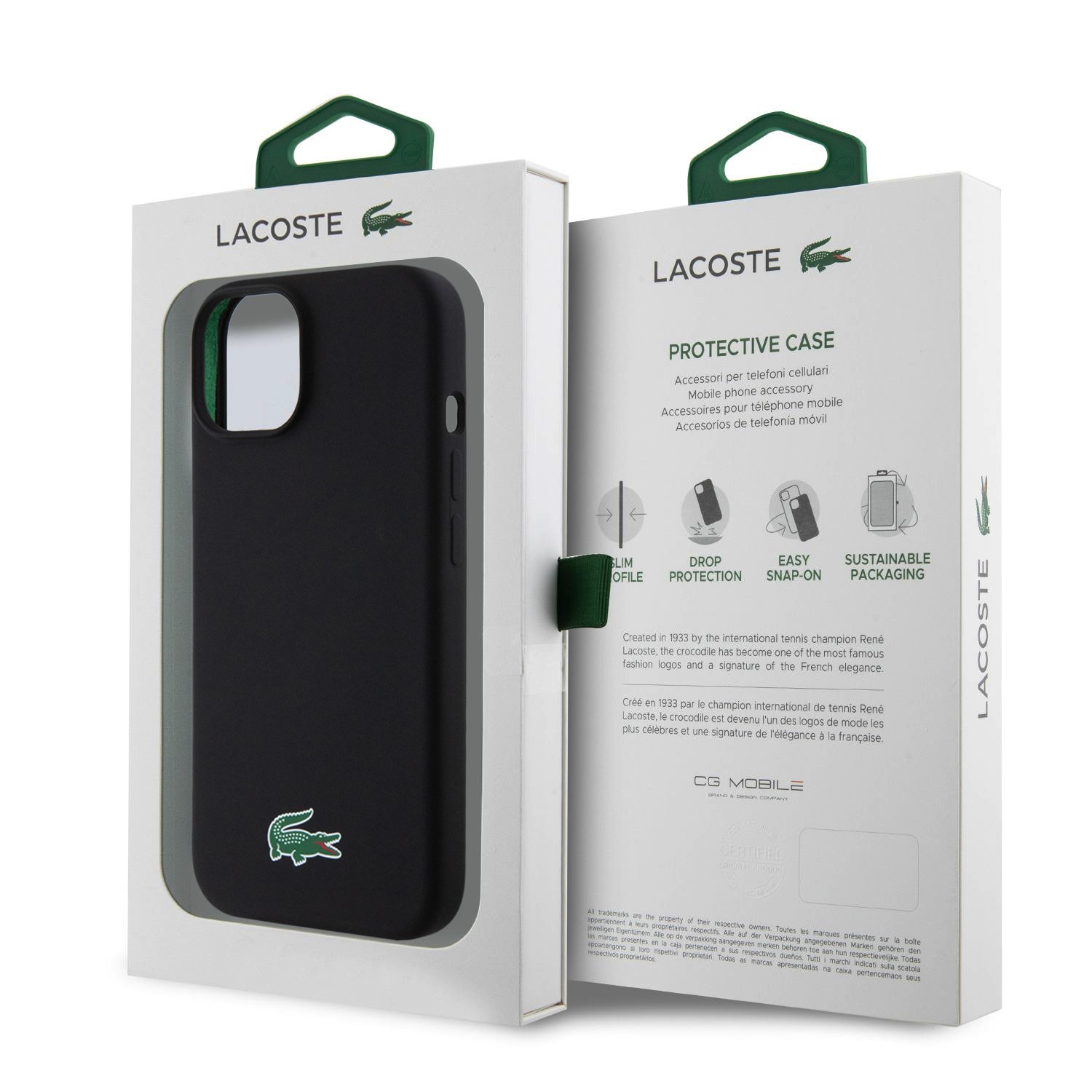 Lacoste Liquid Silicone Microfiber Croc Logo Magsafe Zadní Kryt pro iPhone 15 Black