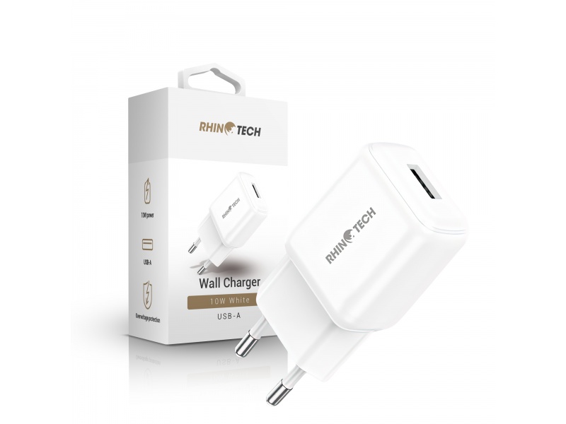 Nabíjací adaptér RhinoTech LITE USB-A 10W, biela