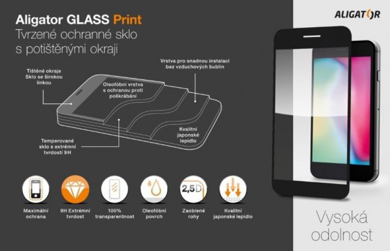 Ochrana displeje GLASS PRINT Xiaomi 14, černá, celoplošné lepení