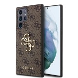 Zadní kryt Guess PU 4G Metal Logo pro Samsung Galaxy S24 Ultra, hnědá