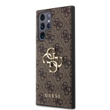 Zadní kryt Guess PU 4G Metal Logo pro Samsung Galaxy S24 Ultra, hnědá