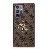 Zadní kryt Guess PU 4G Metal Logo pro Samsung Galaxy S24 Ultra, hnědá