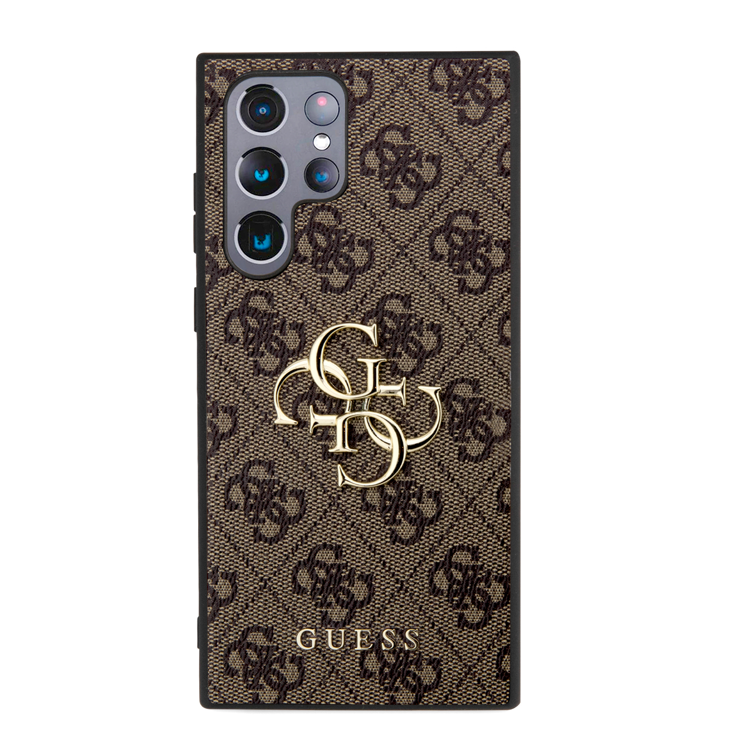 Zadní kryt Guess PU 4G Metal Logo pro Samsung Galaxy S24 Ultra, hnědá