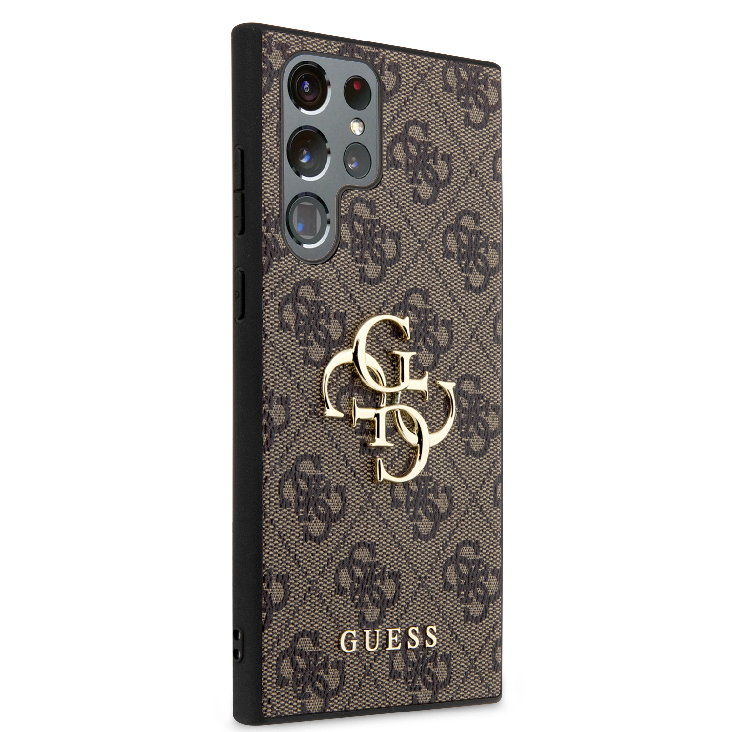 Zadní kryt Guess PU 4G Metal Logo pro Samsung Galaxy S24 Ultra, hnědá