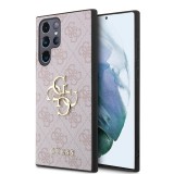 Zadní kryt Guess PU 4G Metal Logo pro Samsung Galaxy S24 Ultra, růžová