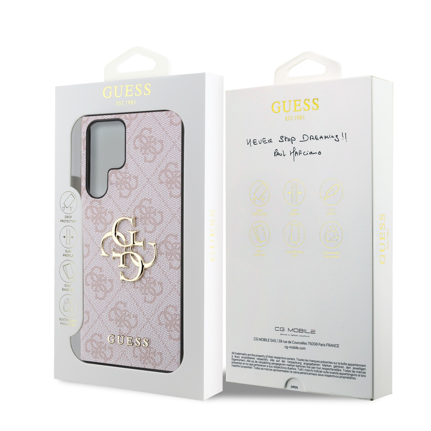 Zadní kryt Guess PU 4G Metal Logo pro Samsung Galaxy S24 Ultra, růžová