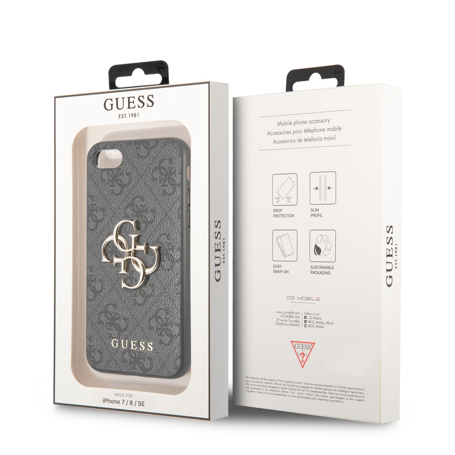 Guess PU 4G Metal Logo Zadní Kryt pro iPhone 7/8/SE2020/SE2022 Grey