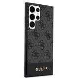 Guess PU 4G Stripe Zadní Kryt pro Samsung Galaxy S24 Ultra Grey