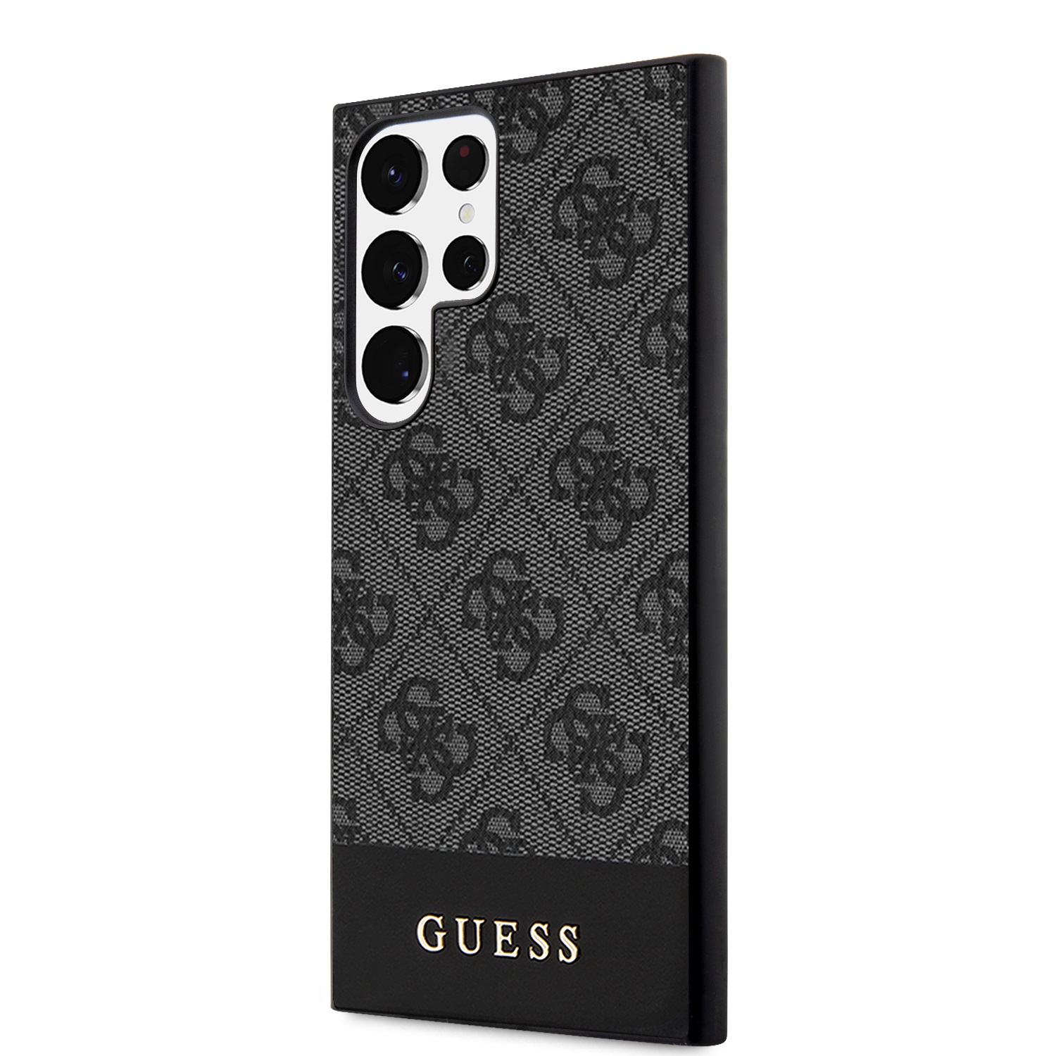 Guess PU 4G Stripe Zadní Kryt pro Samsung Galaxy S24 Ultra Grey