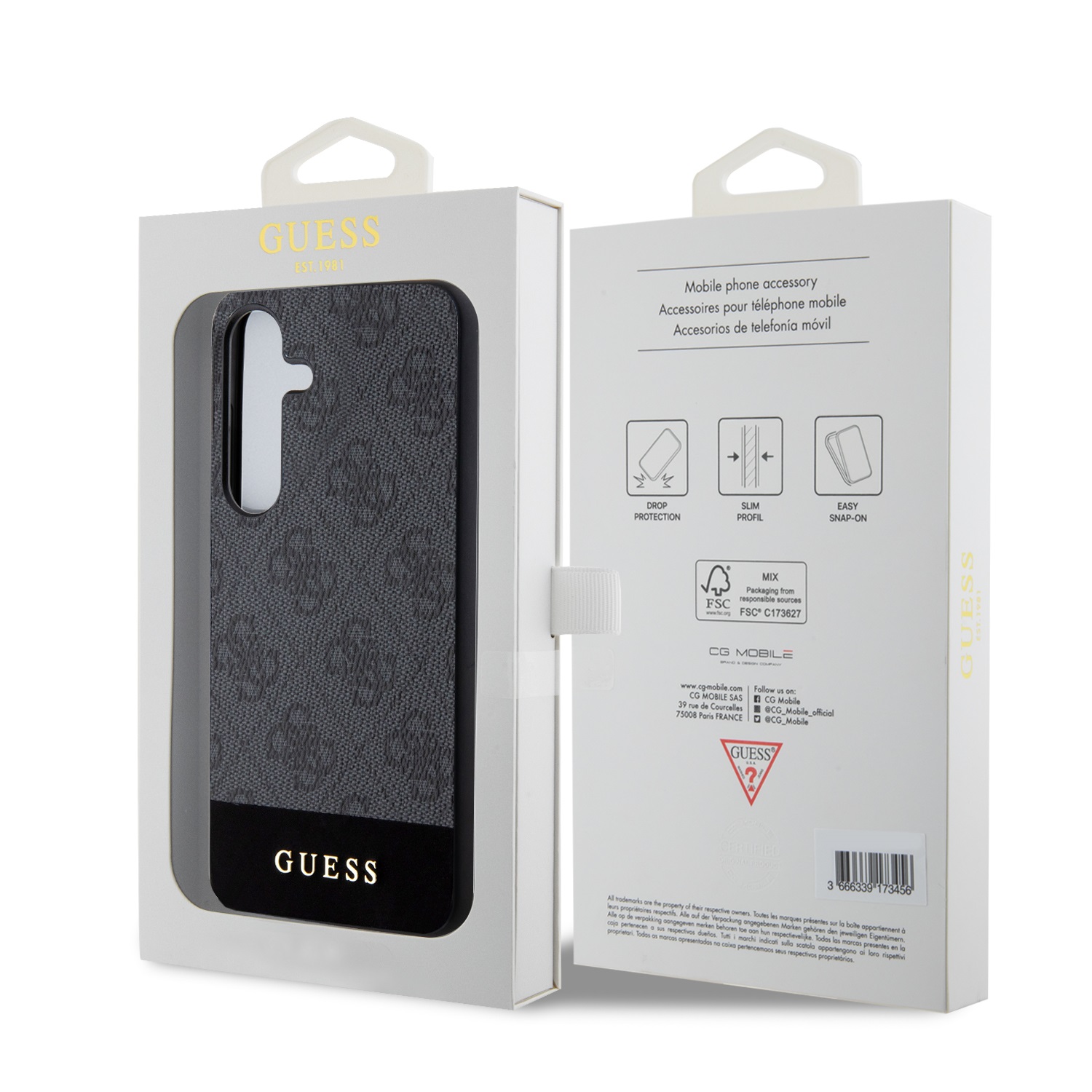 Guess 4G Stripe Zadní Kryt pro Samsung Galaxy S24 Grey