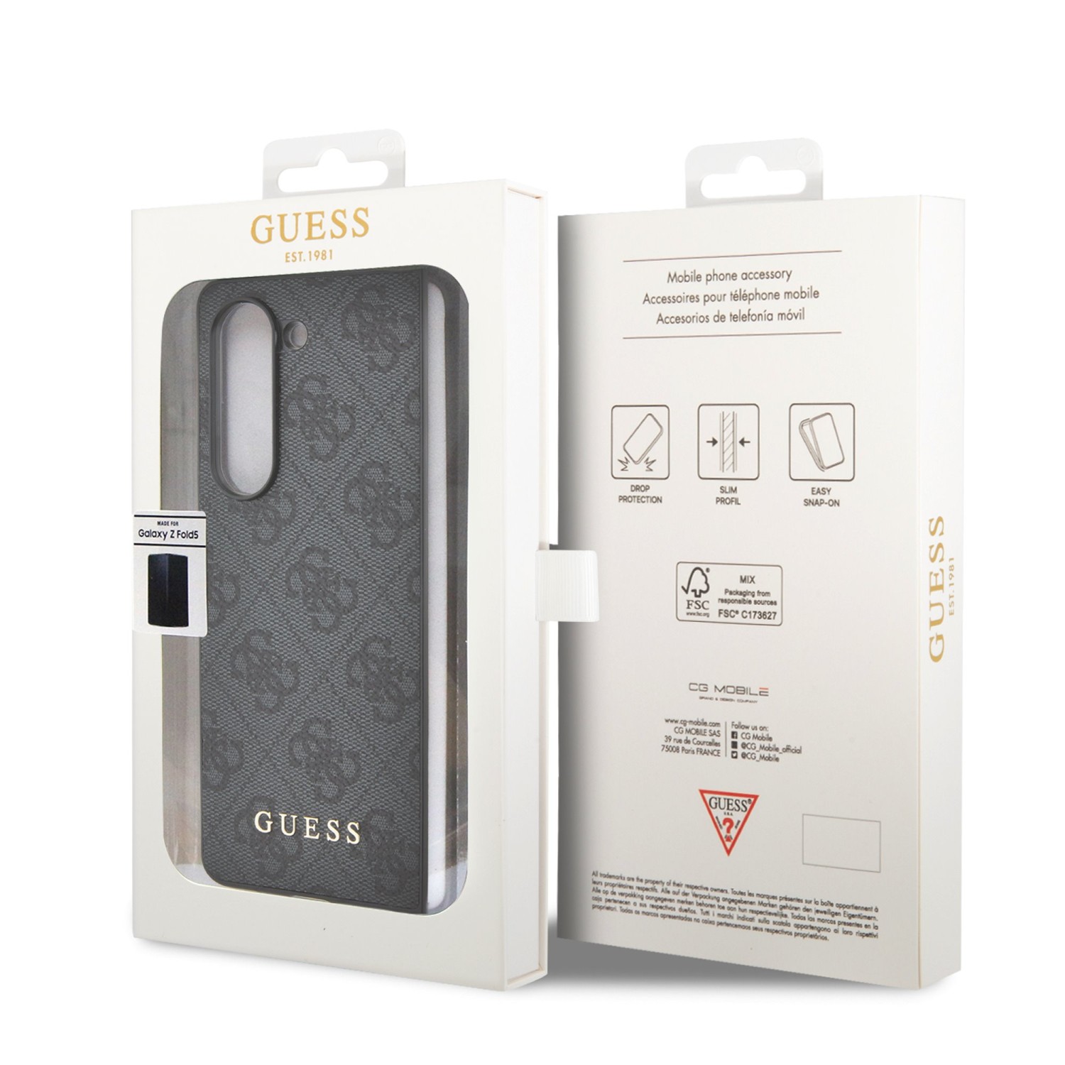 Zadní kryt Guess 4G Charms pro Samsung Galaxy Z Fold 5, šedá
