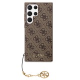 Guess 4G Charms Zadní Kryt pro Samsung Galaxy S23 Ultra Brown