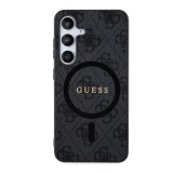 Guess PU Leather 4G Colored Ring MagSafe Zadní Kryt pro Samsung Galaxy S24+ Black