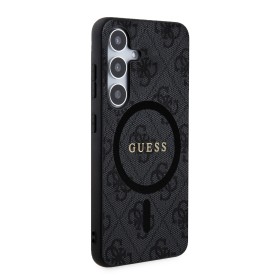 Guess PU Leather 4G Colored Ring MagSafe Zadný Kryt pre Samsung Galaxy S24 Black
