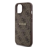 Guess PU Leather 4G Colored Ring MagSafe Zadní Kryt pro iPhone 15 Brown