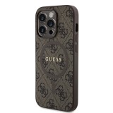 Guess PU Leather 4G Colored Ring MagSafe Zadní Kryt pro iPhone 14 Pro Brown