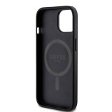 Guess PU Leather 4G Colored Ring MagSafe Zadní Kryt pro iPhone 15 Black
