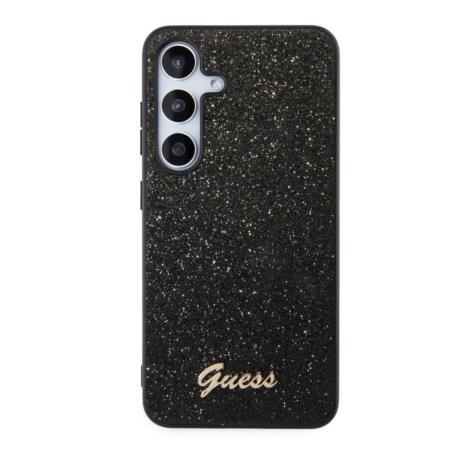 Guess PC/TPU Glitter Flakes Metal Logo Zadní Kryt pro Samsung Galaxy S24 Black