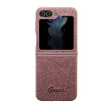 Guess PC/TPU Glitter Flakes Metal Logo Zadní Kryt pro Samsung Galaxy Z Flip 5 Pink