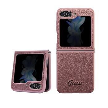 Zadní kryt Guess PC/TPU Glitter Flakes Metal Logo pro Samsung Galaxy Z Flip5, růžová