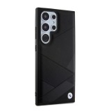 BMW M PU Leather Carbon Magsafe Tricolor Line Zadní Kryt pro Samsung Galaxy S24 Ultra Black