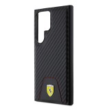 Ferrari PU Leather Bottom Carbon Zadní Kryt pro Samsung Galaxy S24 Ultra Black