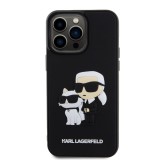 Karl Lagerfeld 3D Rubber Karl and Choupette Zadní Kryt pro iPhone 15 Pro Max Black