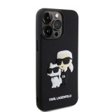 Karl Lagerfeld 3D Rubber Karl and Choupette Zadní Kryt pro iPhone 15 Pro Max Black