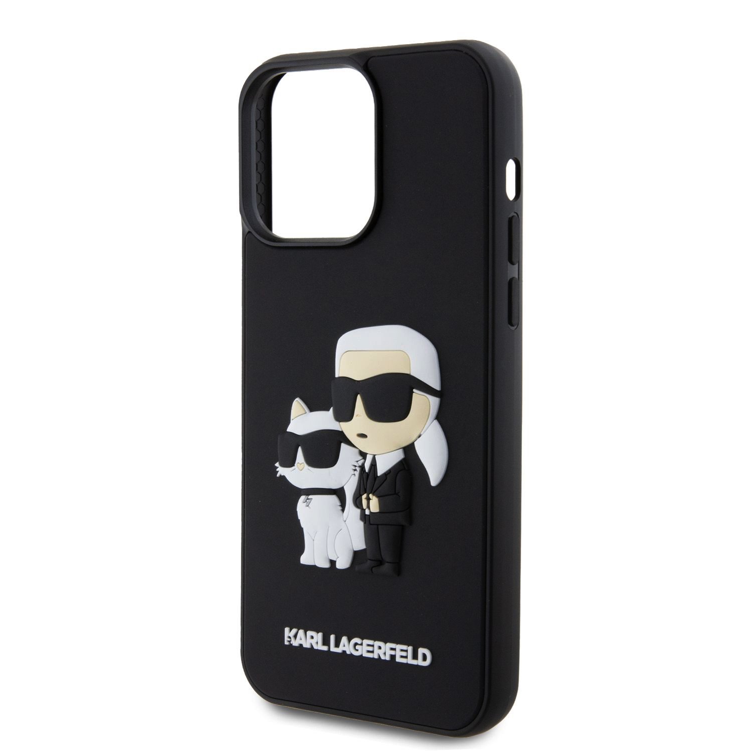 Karl Lagerfeld 3D Rubber Karl and Choupette Zadní Kryt pro iPhone 15 Pro Max Black