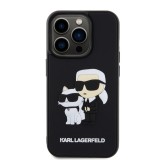 Karl Lagerfeld 3D Rubber Karl and Choupette Zadní Kryt pro iPhone 15 Pro Black