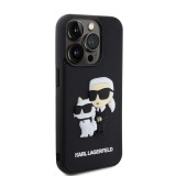 Karl Lagerfeld 3D Rubber Karl and Choupette Zadní Kryt pro iPhone 15 Pro Black